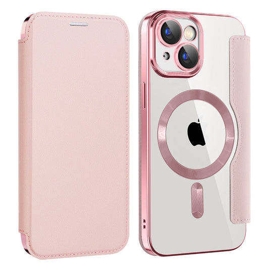 MagSafe-hoes voor Apple iPhone 15 Plus, Techsuit, SmartMag Book, Roze