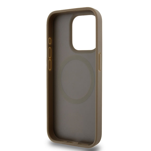 MagSafe hoes voor Apple iPhone 15 Pro, DKNY, Monogram Patroon Metalen Logo, Bruin