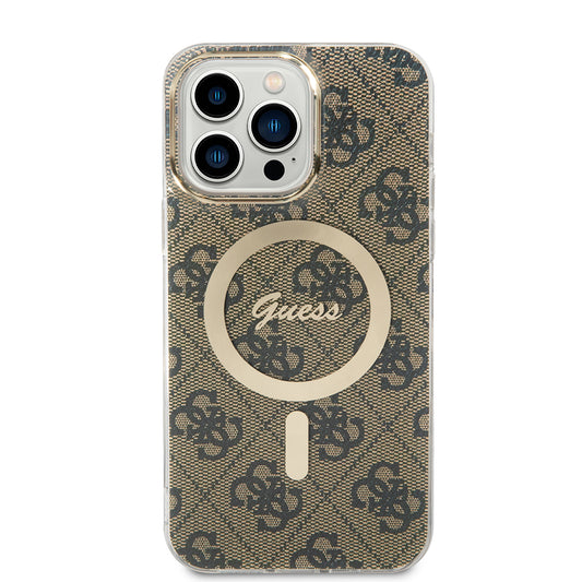 MagSafe hoesje voor Apple iPhone 15 Pro, Guess, 4G IML, Bruin GUHMP15LH4STW