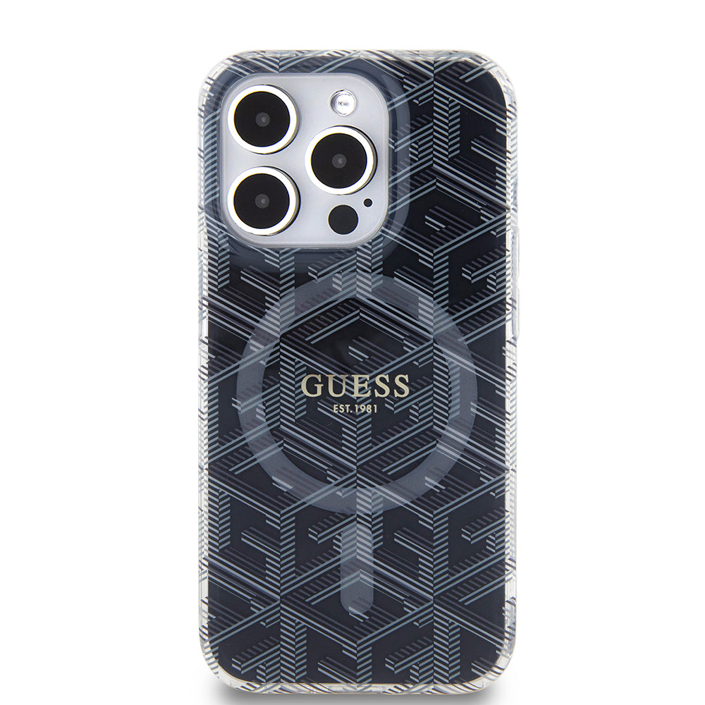 MagSafe hoesje voor Apple iPhone 15 Pro, Guess, IML Gcube, Zwart