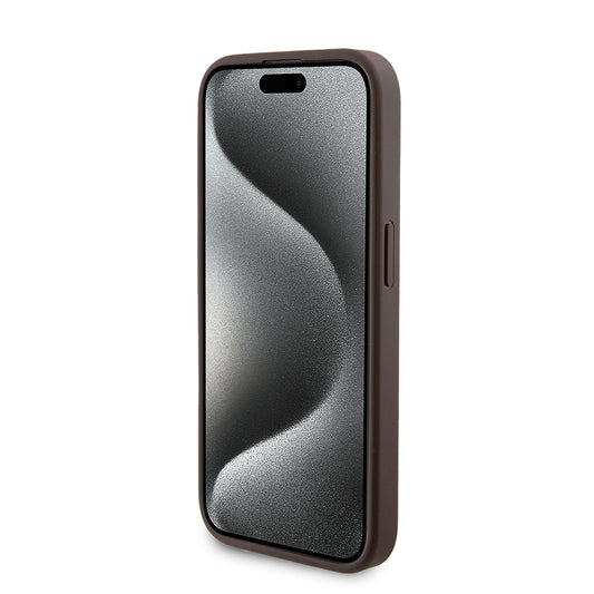 MagSafe hoesje voor Apple iPhone 15 Pro, Guess, Powerbank 4G Metal Logo, Bruin