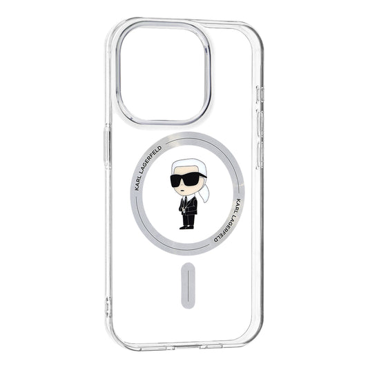MagSafe hoesje voor Apple iPhone 15 Pro, Karl Lagerfeld, IML Ikonik Karl, Transparant