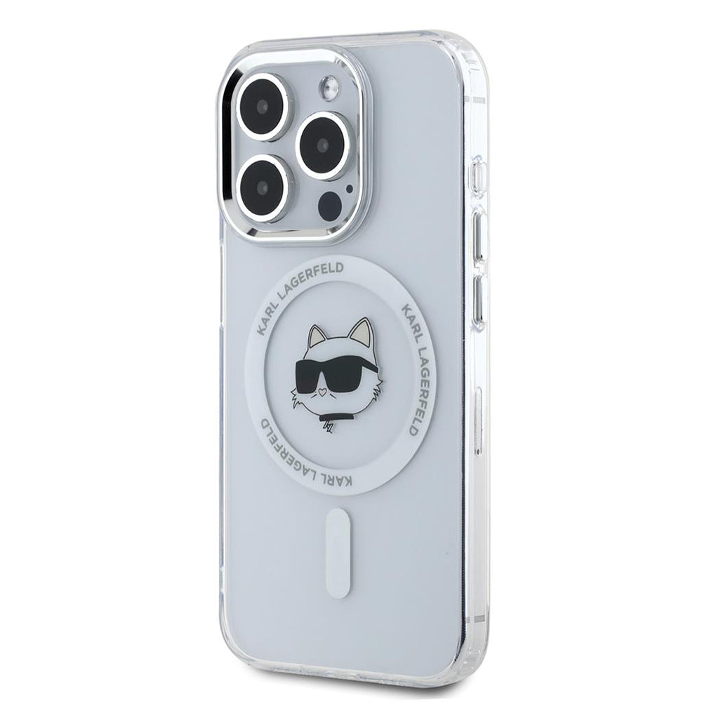 MagSafe hoesje voor Apple iPhone 15 Pro, Karl Lagerfeld, IML Metal Choupette's Head, Wit