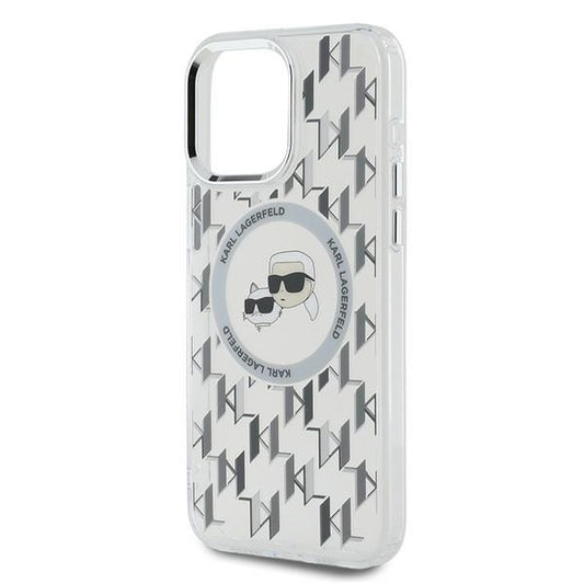 MagSafe hoesje voor Apple iPhone 15 Pro, Karl Lagerfeld, IML Monogram Karl & Choupette's Heads, Transparant