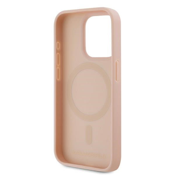 MagSafe Case for Apple iPhone 15 Pro, Karl Lagerfeld, Monogram Metal Logo, Pink