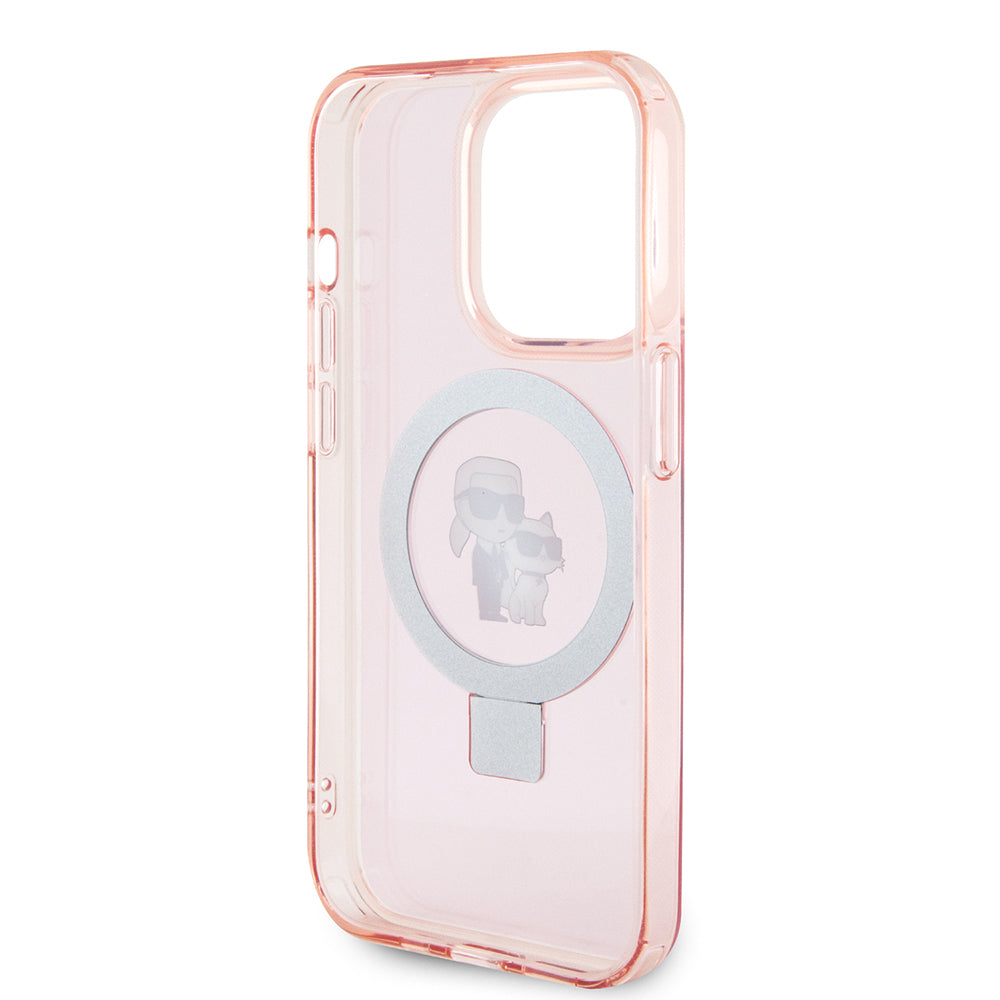MagSafe Case for Apple iPhone 15 Pro, Karl Lagerfeld, Ring Stand Karl & Choupette, Pink
