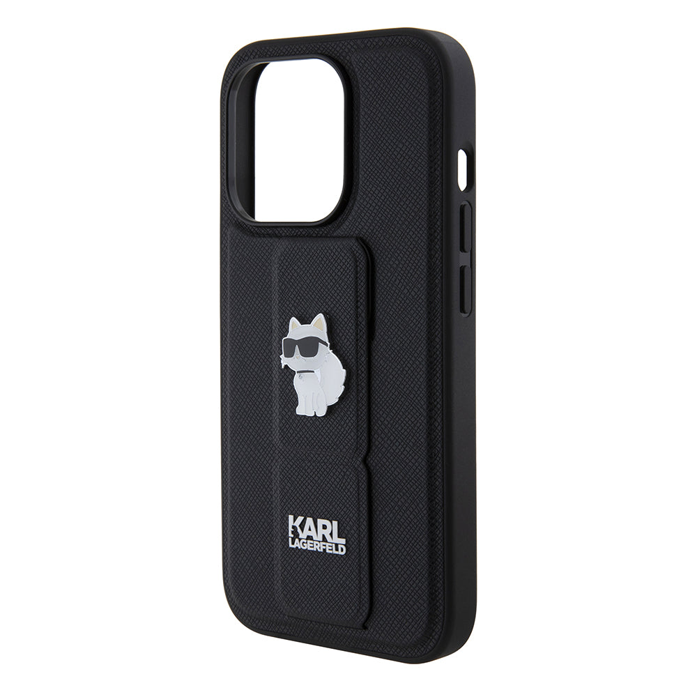 MagSafe hoes voor Apple iPhone 15 Pro, Karl Lagerfeld, Saffiano Gripstand Choupette, Zwart