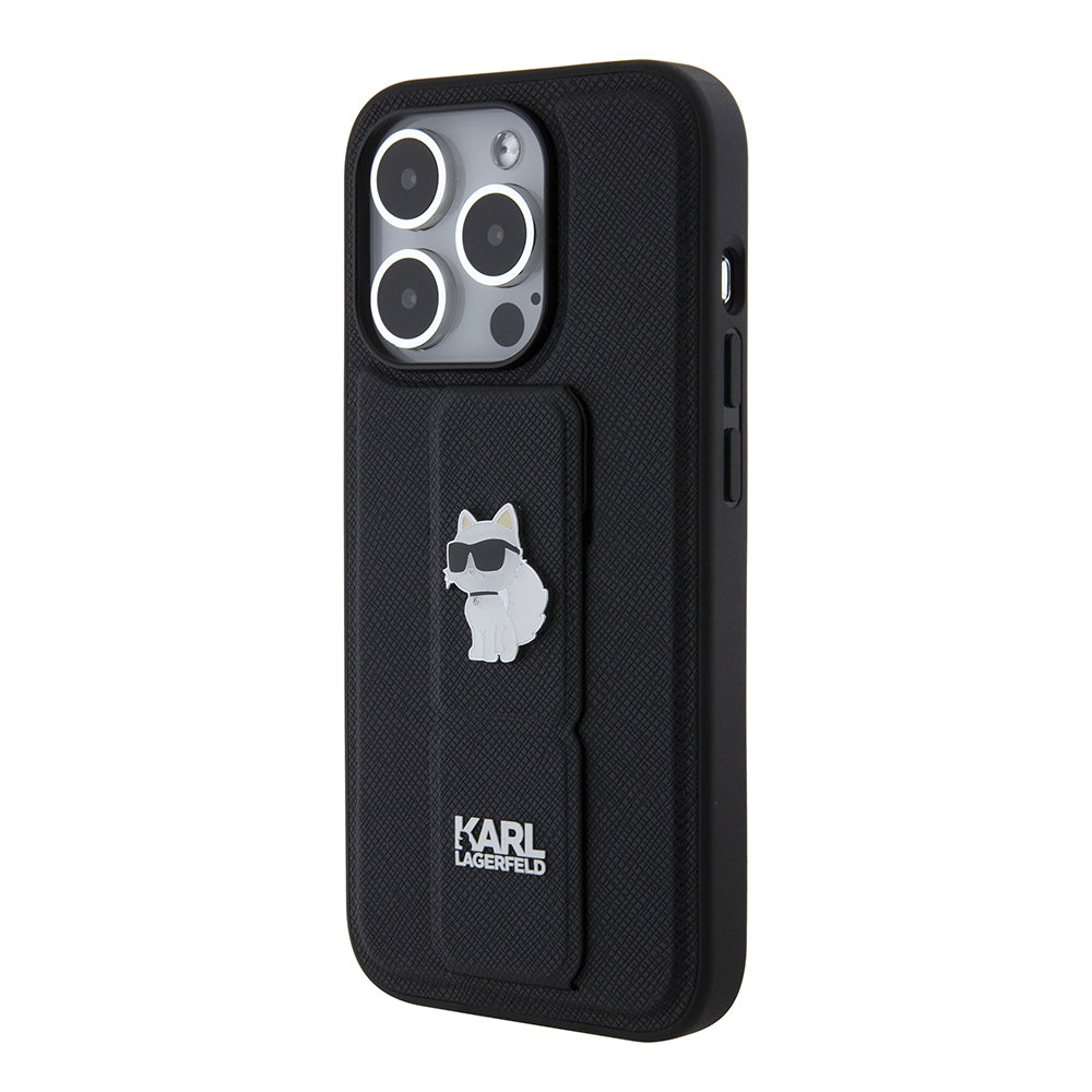 MagSafe hoes voor Apple iPhone 15 Pro, Karl Lagerfeld, Saffiano Gripstand Choupette, Zwart