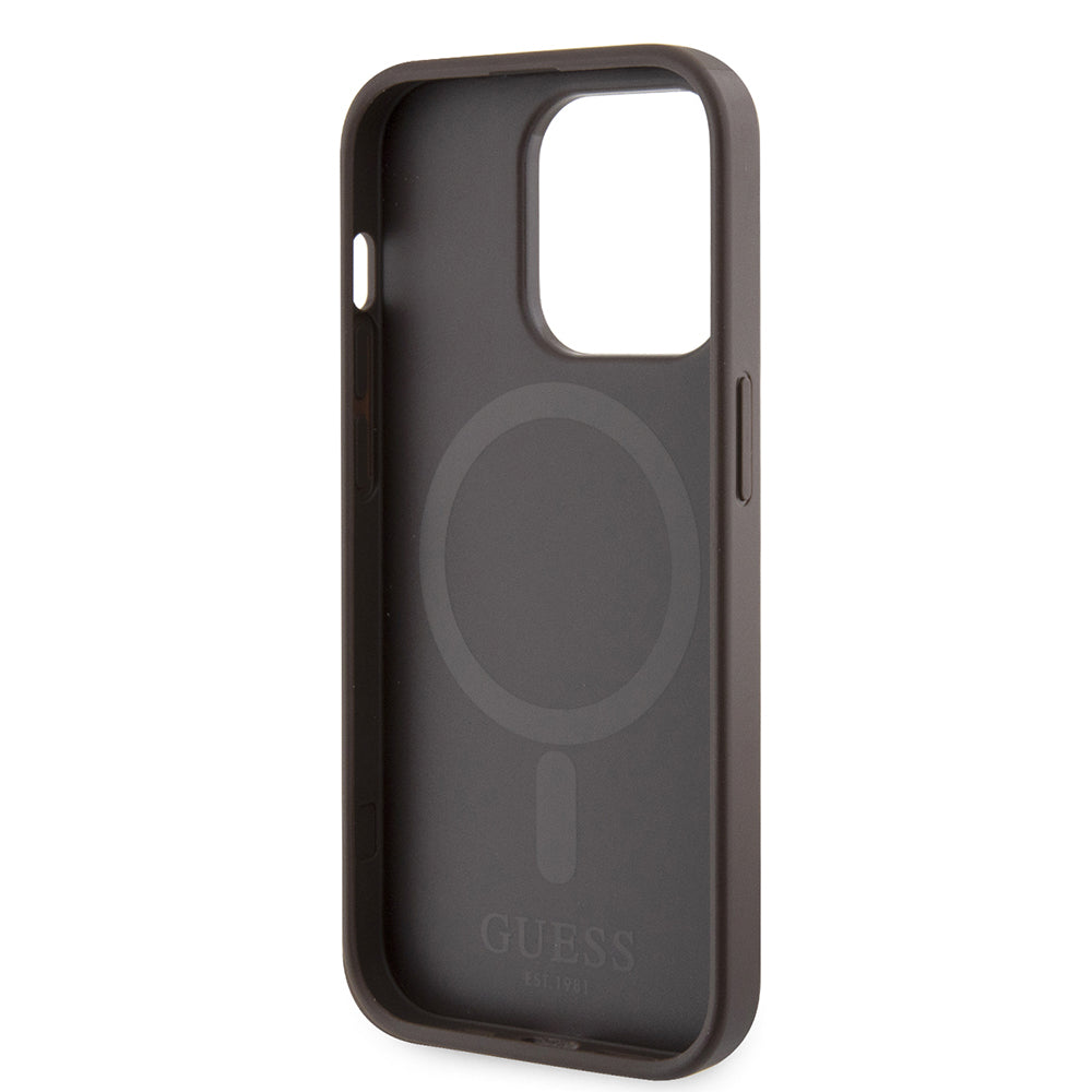 MagSafe hoesje voor Apple iPhone 15 Pro Max, Guess, 4G Printed Stripes, Bruin