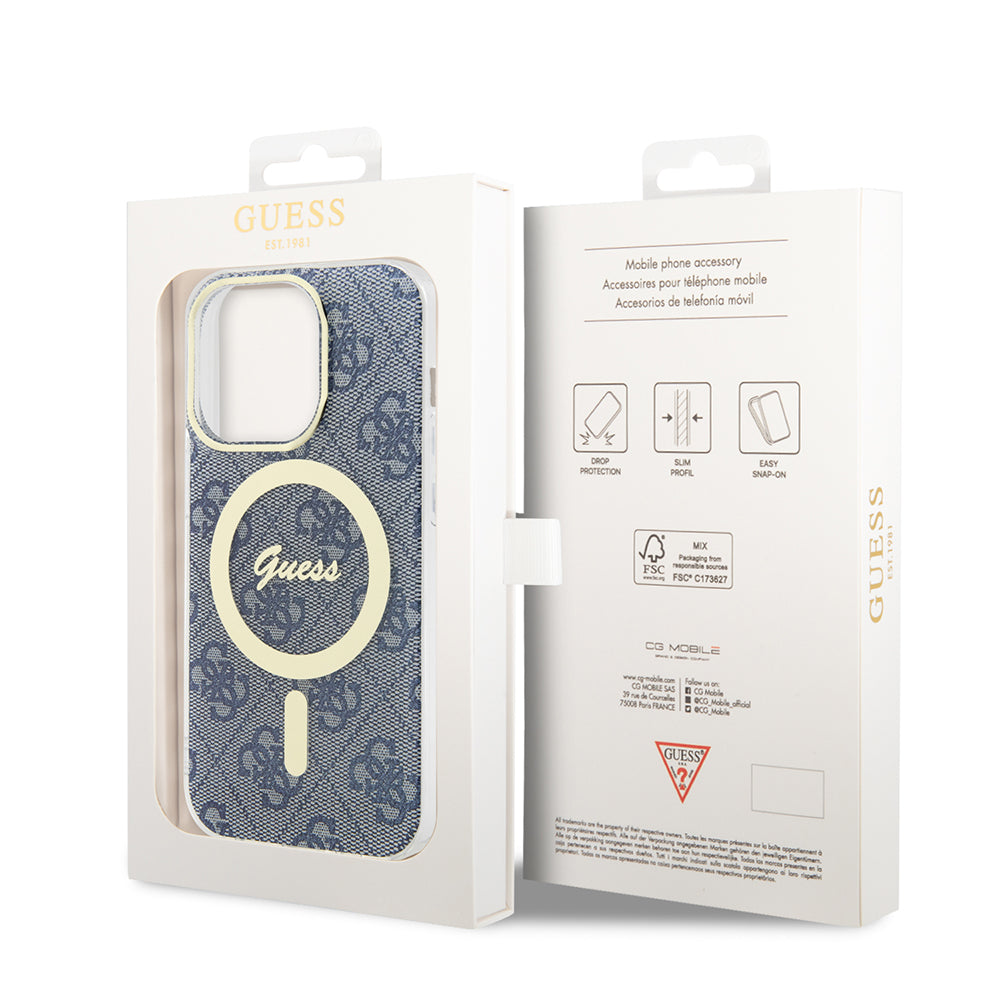 MagSafe hoesje voor Apple iPhone 15 Pro Max, Guess, IML 4G, Blauw