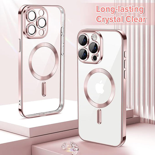MagSafe-hoes voor Apple iPhone 15 Pro Max, Techsuit, Luxury Crystal, Roze