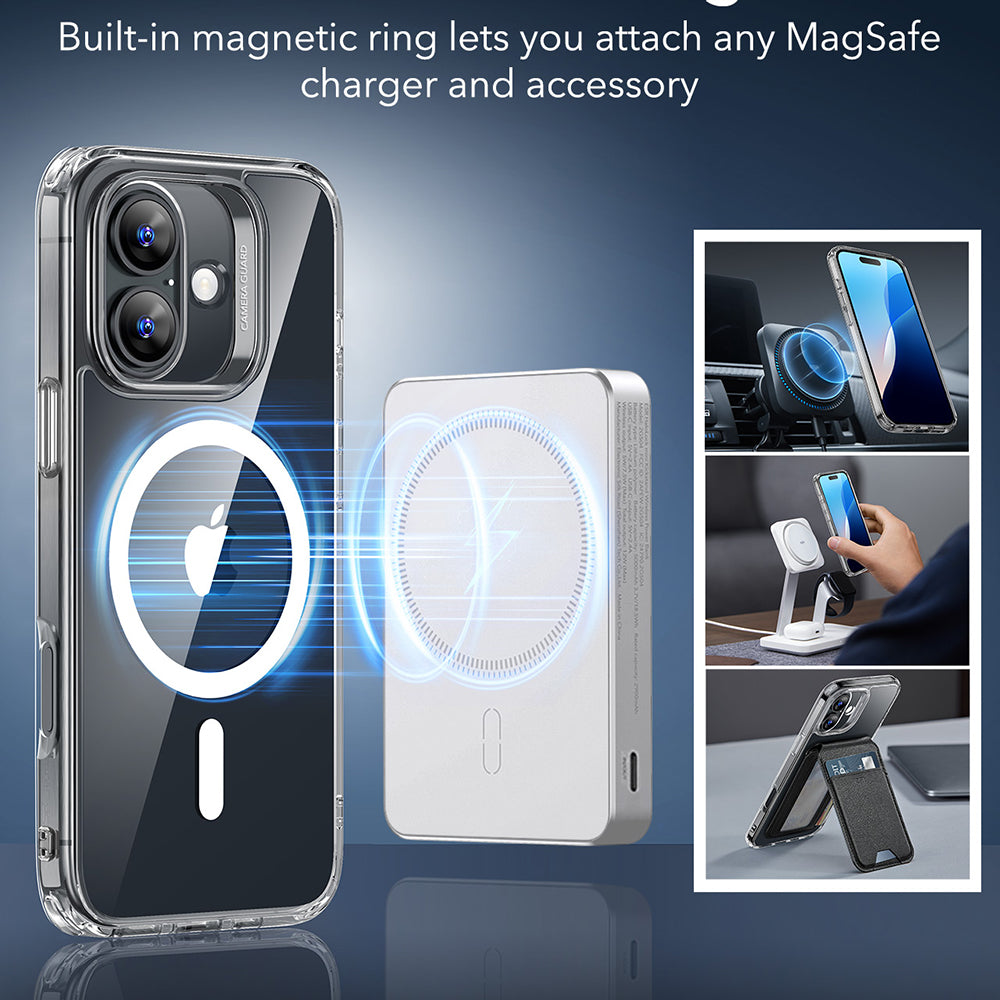 MagSafe hoesje voor Apple iPhone 16, ESR, Classic Hybrid, Transparant