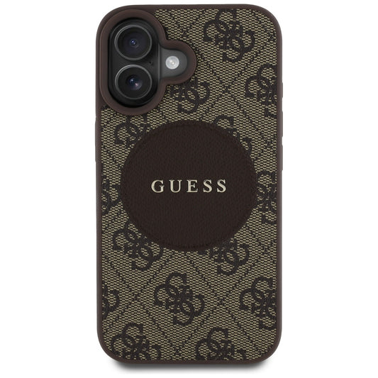 MagSafe hoesje voor Apple iPhone 16, Guess, 4G Circle Classic Logo, Bruin