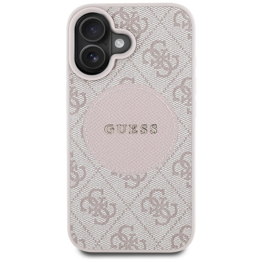 MagSafe hoesje voor Apple iPhone 16, Guess, 4G Circle Classic Logo, Roze