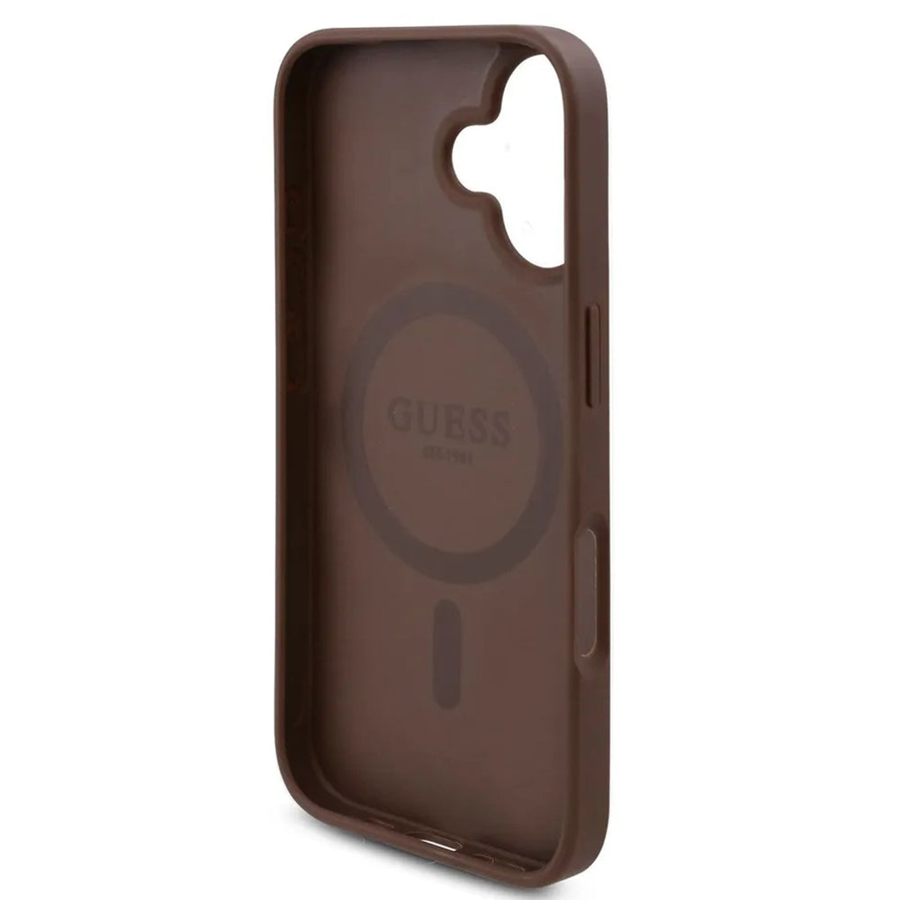 MagSafe hoesje voor Apple iPhone 16, Guess, 4G Flowers Print, Bruin