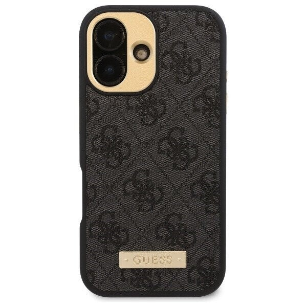 MagSafe hoesje voor Apple iPhone 16, Guess, 4G Logo Plate, Zwart