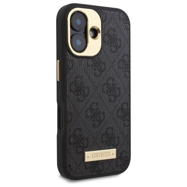 MagSafe hoesje voor Apple iPhone 16, Guess, 4G Logo Plate, Zwart