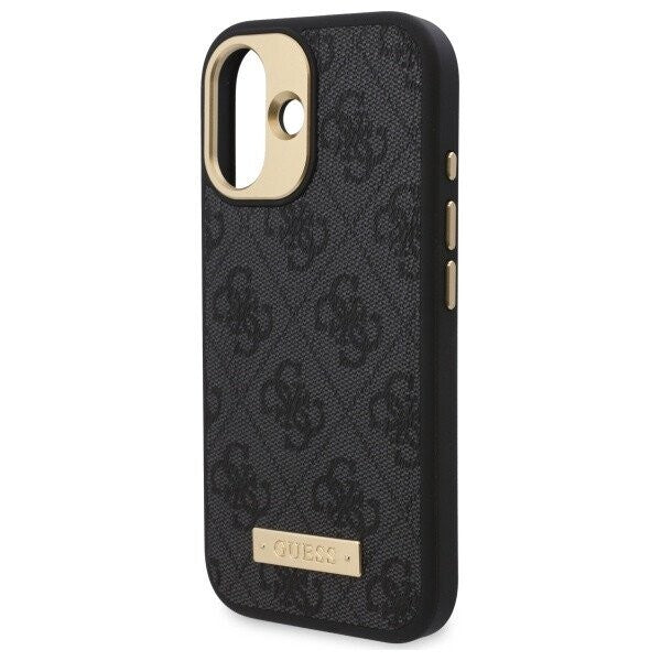 MagSafe hoesje voor Apple iPhone 16, Guess, 4G Logo Plate, Zwart