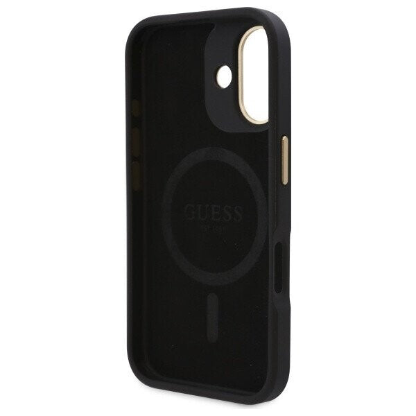 MagSafe hoesje voor Apple iPhone 16, Guess, 4G Logo Plate, Zwart