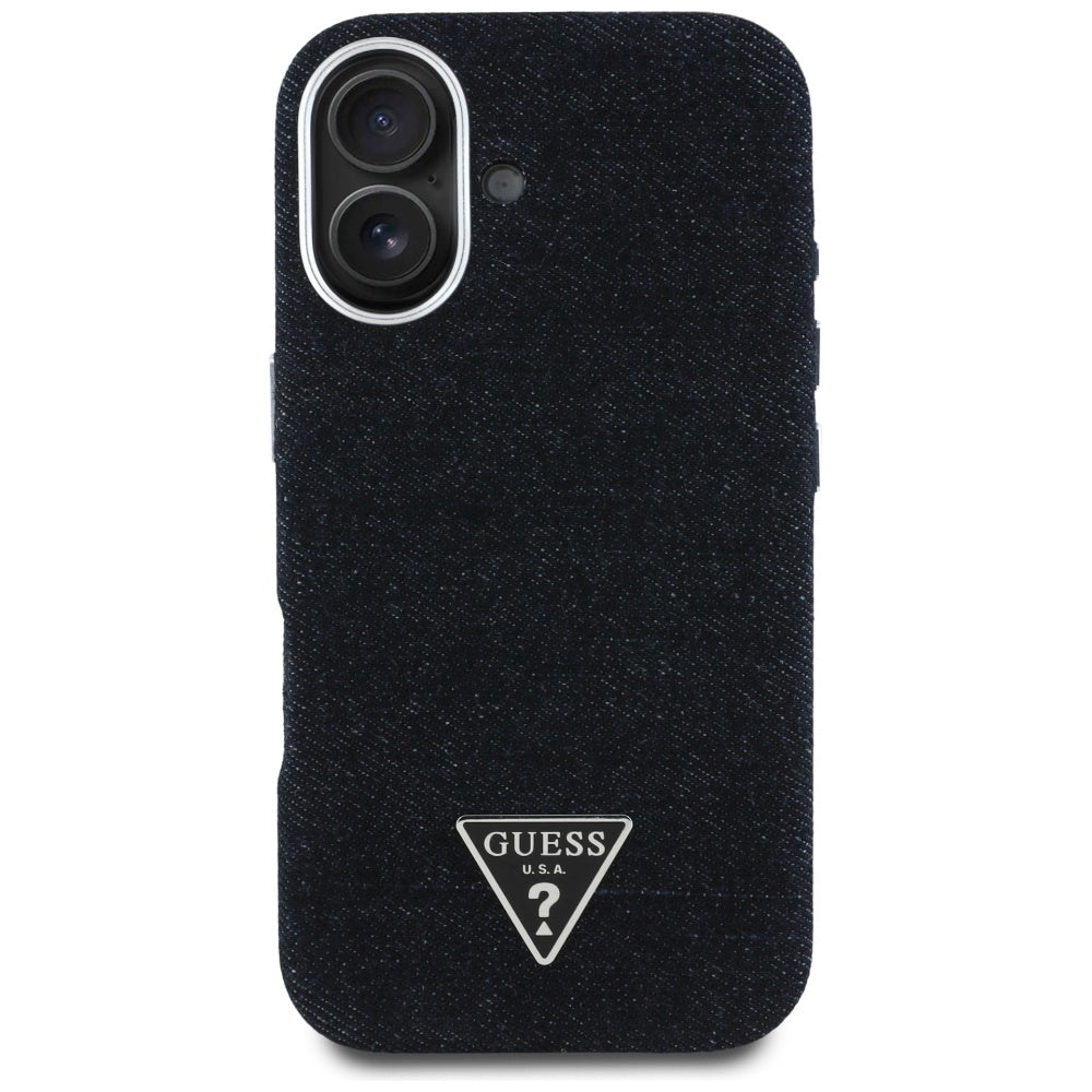 MagSafe hoesje voor Apple iPhone 16, Guess, Denim Triangle Logo, Zwart