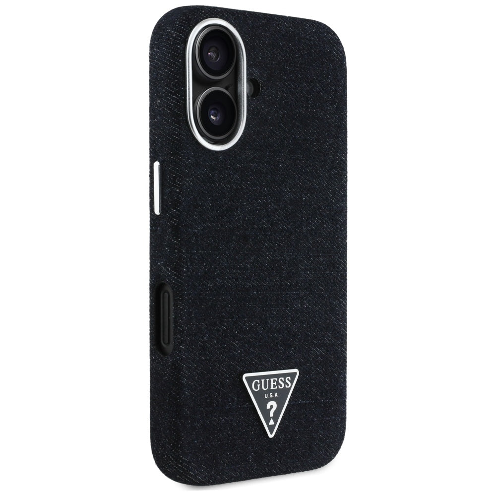 MagSafe hoesje voor Apple iPhone 16, Guess, Denim Triangle Logo, Zwart
