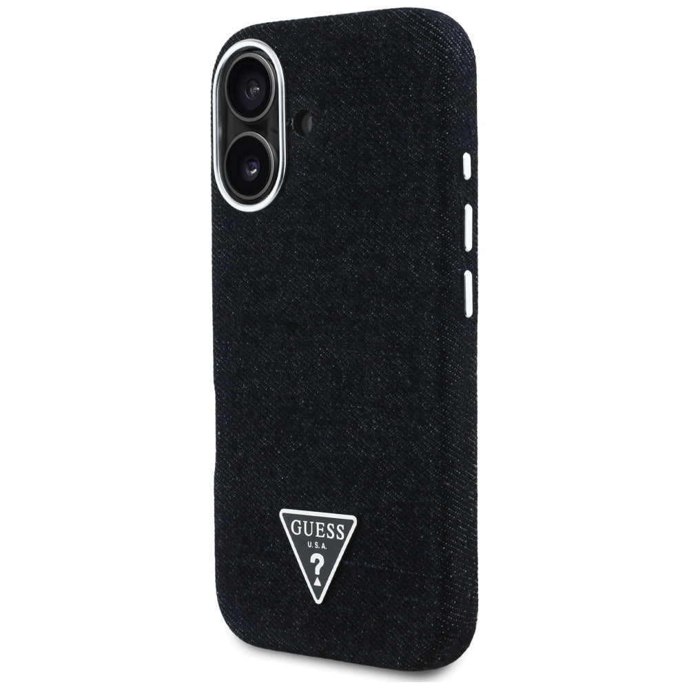 MagSafe hoesje voor Apple iPhone 16, Guess, Denim Triangle Logo, Zwart