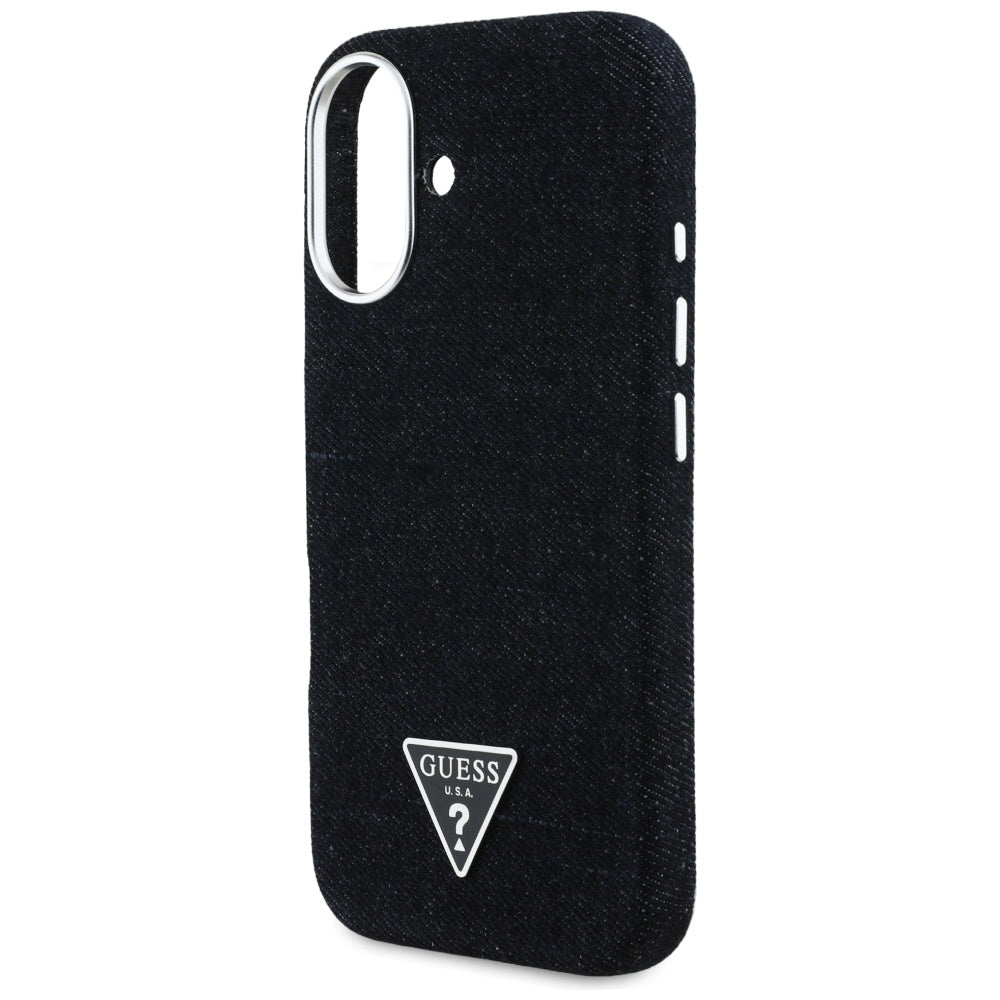 MagSafe hoesje voor Apple iPhone 16, Guess, Denim Triangle Logo, Zwart