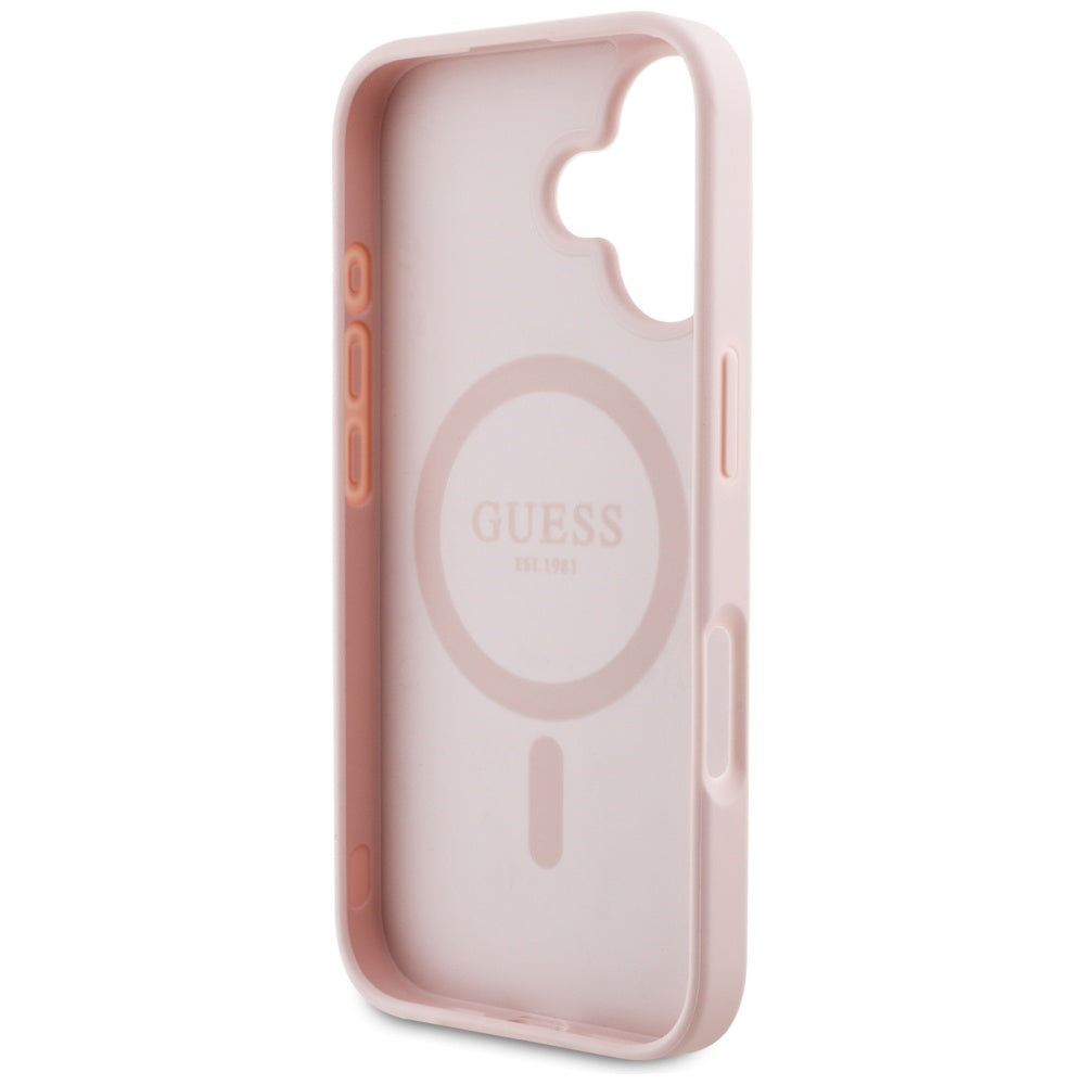 MagSafe hoes voor Apple iPhone 16, Guess, Grained Flowers, Roze