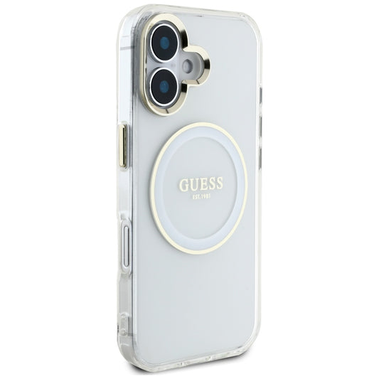 MagSafe hoesje voor Apple iPhone 16, Guess, IML Metal Colored Circle, Wit