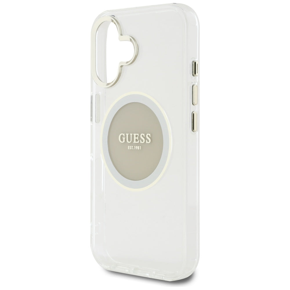 MagSafe hoesje voor Apple iPhone 16, Guess, IML Metal Colored Circle, Gri