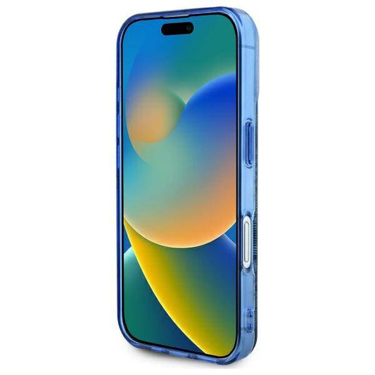 MagSafe hoesje voor Apple iPhone 16, Guess, IML Peony On 4G Background, Blauw