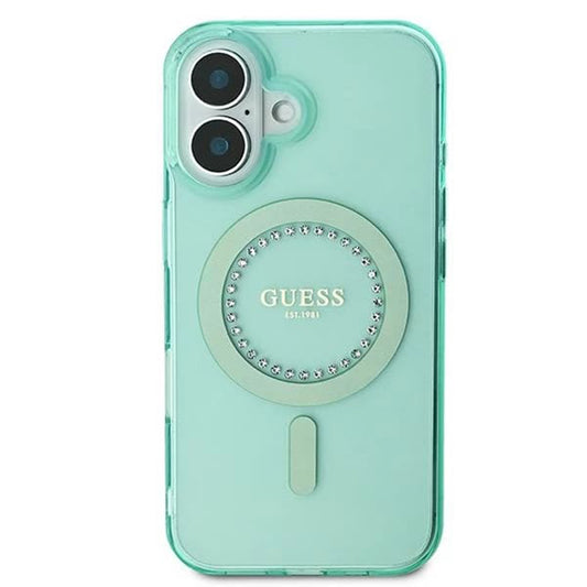 MagSafe hoesje voor Apple iPhone 16, Guess, IML Rhinestone, Groen