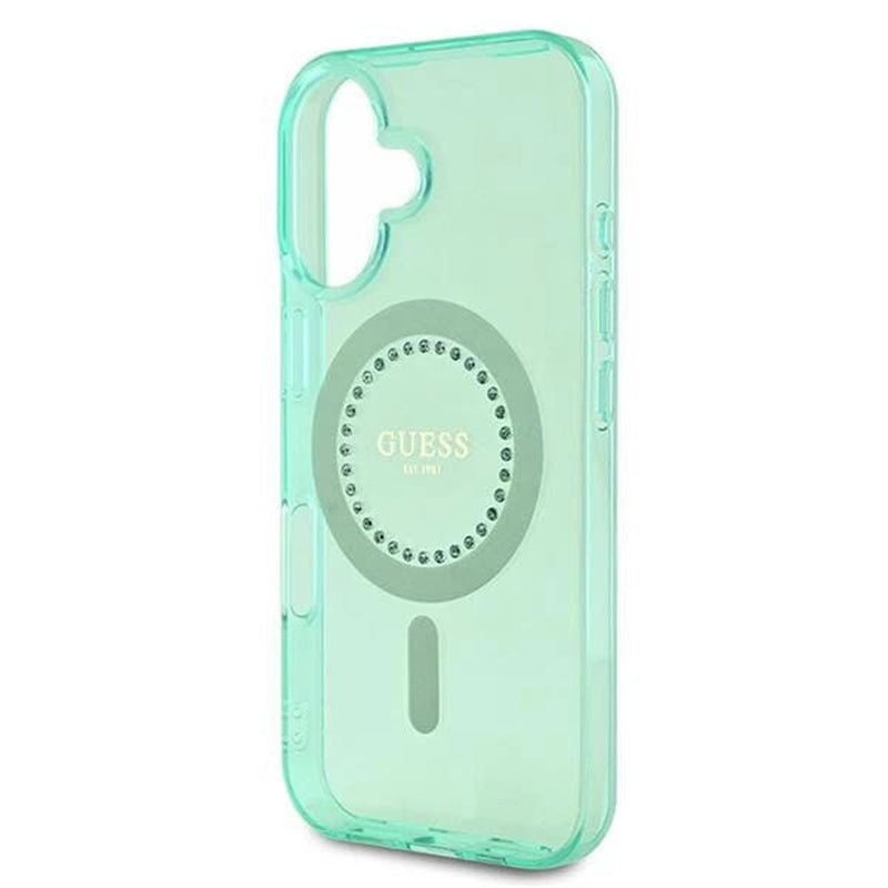 MagSafe hoesje voor Apple iPhone 16, Guess, IML Rhinestone, Groen