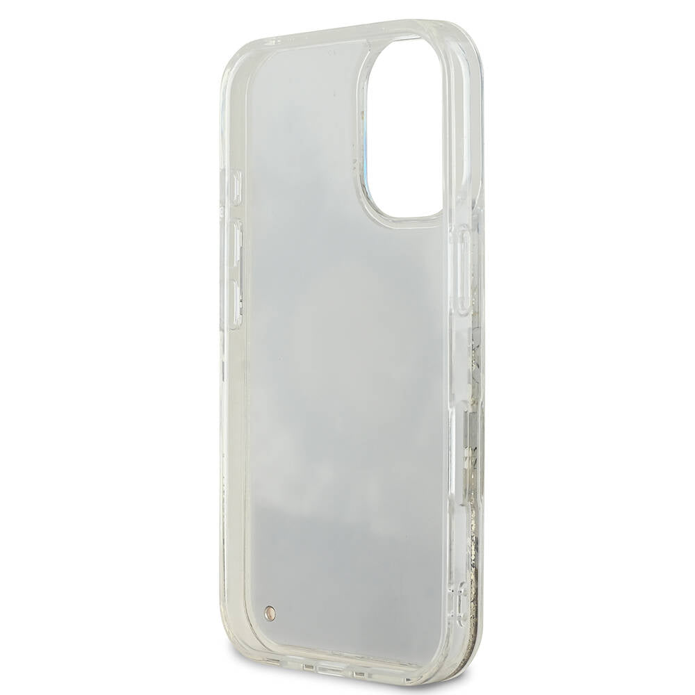 MagSafe hoesje voor Apple iPhone 16, Guess, Liquid Glitter Flower, Beige