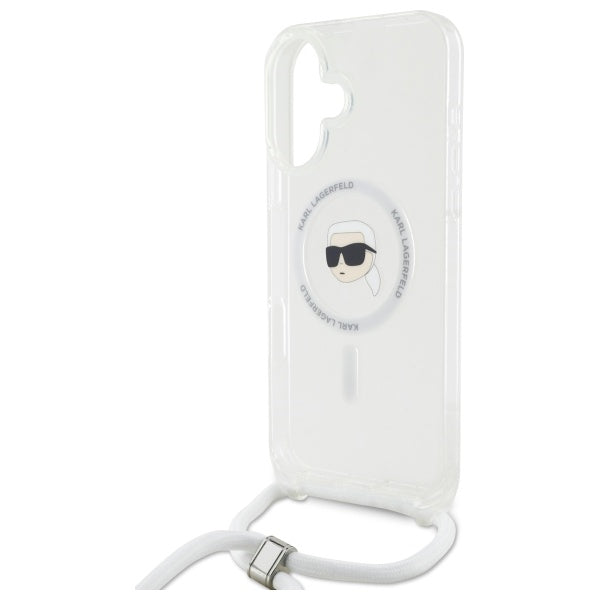 MagSafe hoes voor Apple iPhone 16, Karl Lagerfeld, IML Crossbody Karl's Head, Transparant