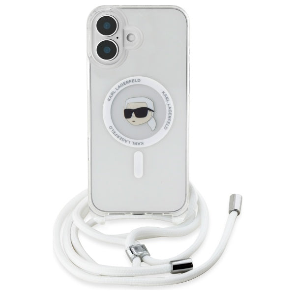 MagSafe hoes voor Apple iPhone 16, Karl Lagerfeld, IML Crossbody Karl's Head, Transparant