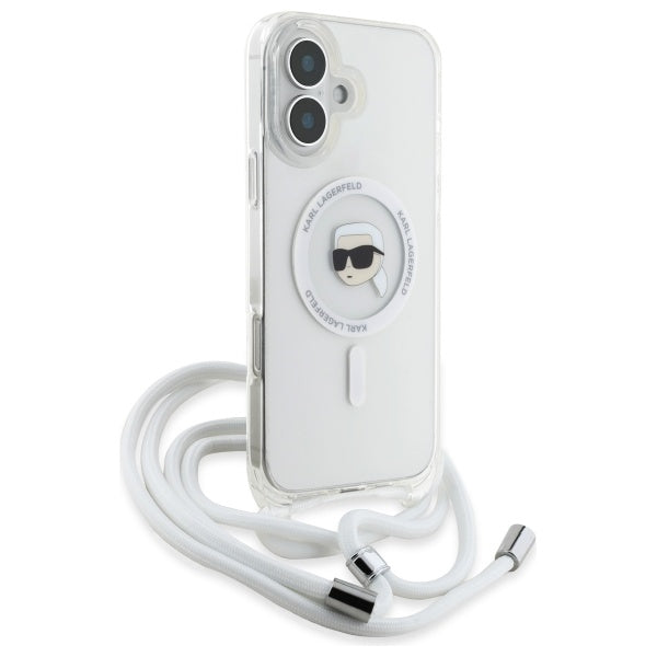 MagSafe hoes voor Apple iPhone 16, Karl Lagerfeld, IML Crossbody Karl's Head, Transparant