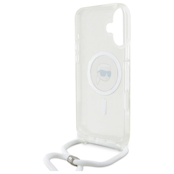 MagSafe hoes voor Apple iPhone 16, Karl Lagerfeld, IML Crossbody Karl's Head, Transparant