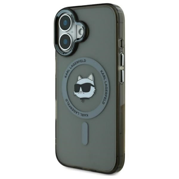 MagSafe hoesje voor Apple iPhone 16, Karl Lagerfeld, IML Metal Choupette's Head, Zwart