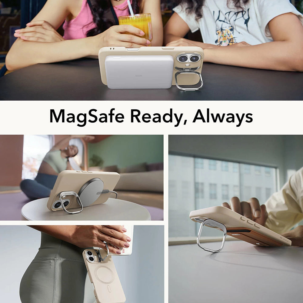 MagSafe hoesje voor Apple iPhone 16 Plus, ESR, Cloud Soft Kickstand, Crème