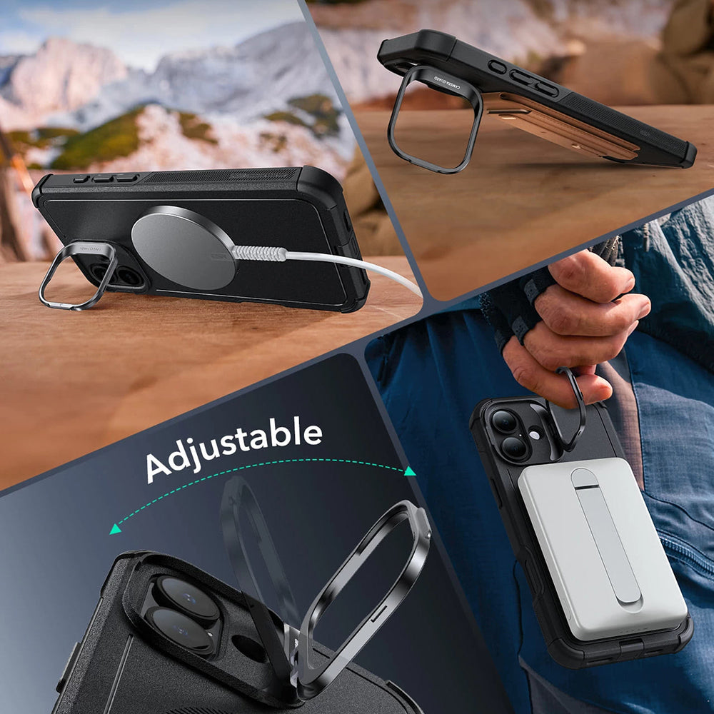 MagSafe hoes voor Apple iPhone 16 Plus, ESR, Cyber Armor Kickstand, Zwart