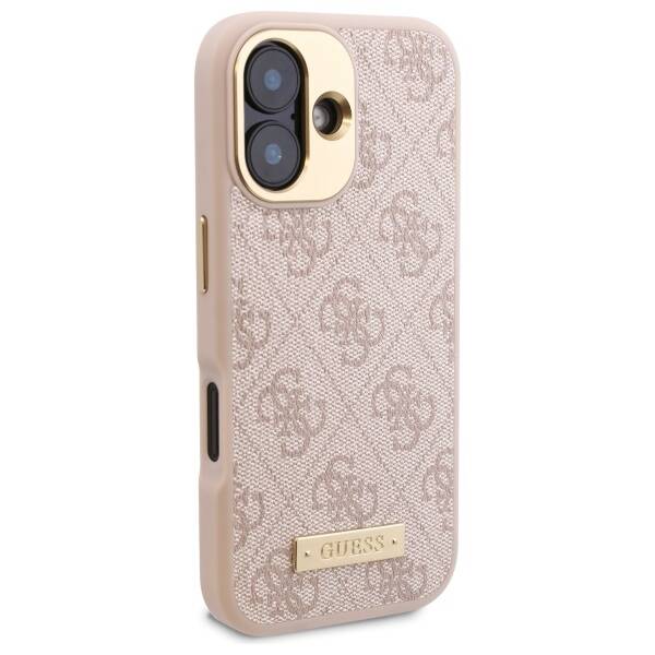 MagSafe hoesje voor Apple iPhone 16 Plus, Guess, 4G Logo Plate, Roze