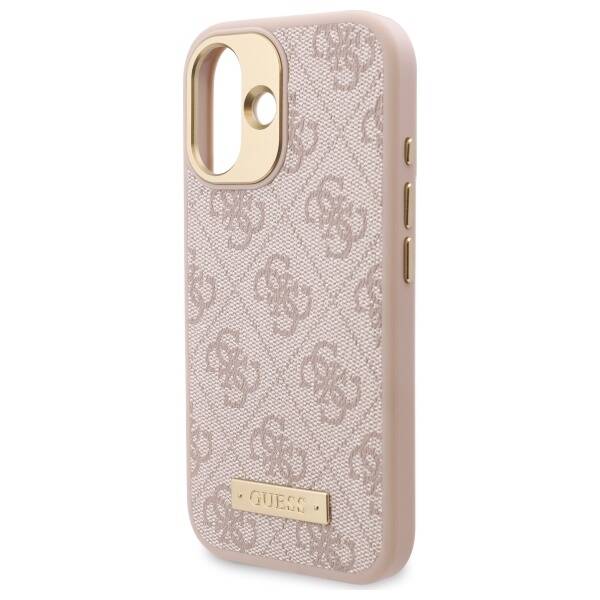 MagSafe hoesje voor Apple iPhone 16 Plus, Guess, 4G Logo Plate, Roze