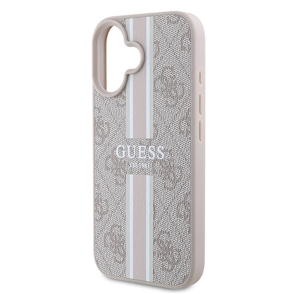 MagSafe hoesje voor Apple iPhone 16 Plus, Guess, 4G Printed Stripes, Roze