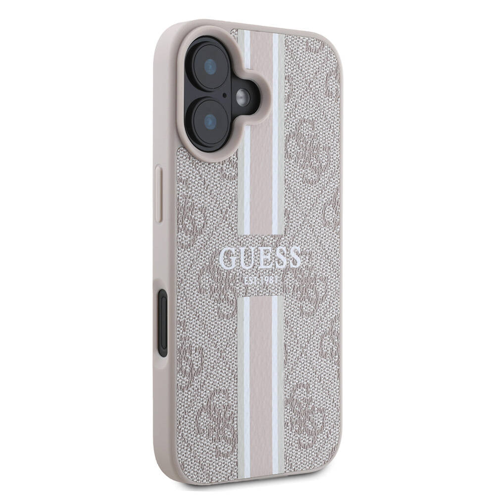 MagSafe hoesje voor Apple iPhone 16 Plus, Guess, 4G Printed Stripes, Roze