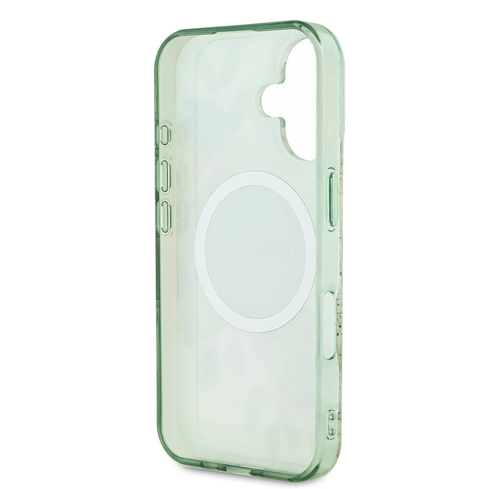 MagSafe hoesje voor Apple iPhone 16 Plus, Guess, IML Flower & Tonal Circle, Groen