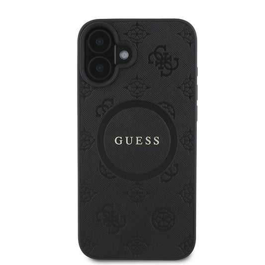 MagSafe hoesje voor Apple iPhone 16 Plus, Guess, Saffiano Peony Classic Logo, Roze