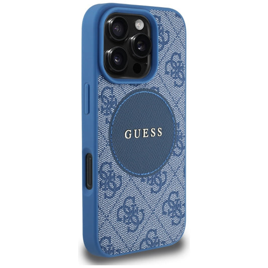 MagSafe hoesje voor Apple iPhone 16 Pro, Guess, 4G Circle Classic Logo, Blauw