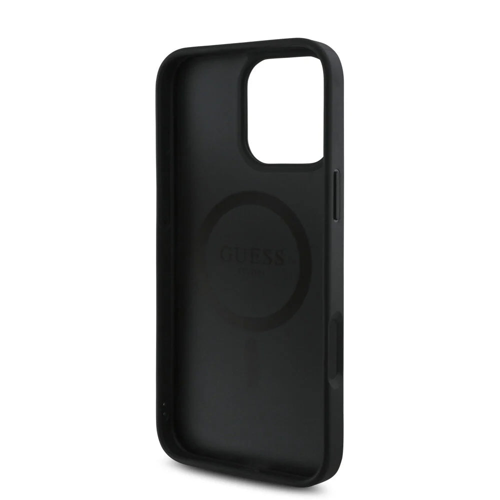 MagSafe hoesje voor Apple iPhone 16 Pro, Guess, 4G Classic, Zwart