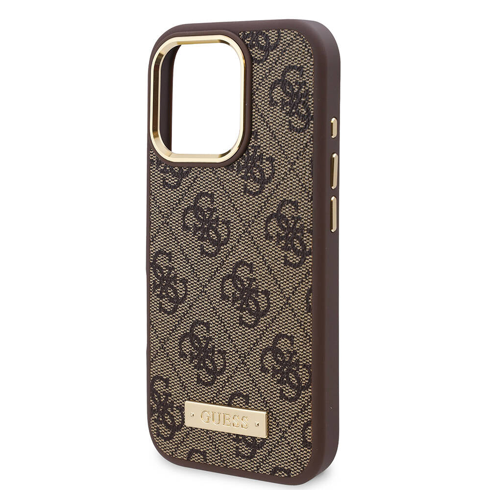 MagSafe hoesje voor Apple iPhone 16 Pro, Guess, 4G Logo Plate, Blauw